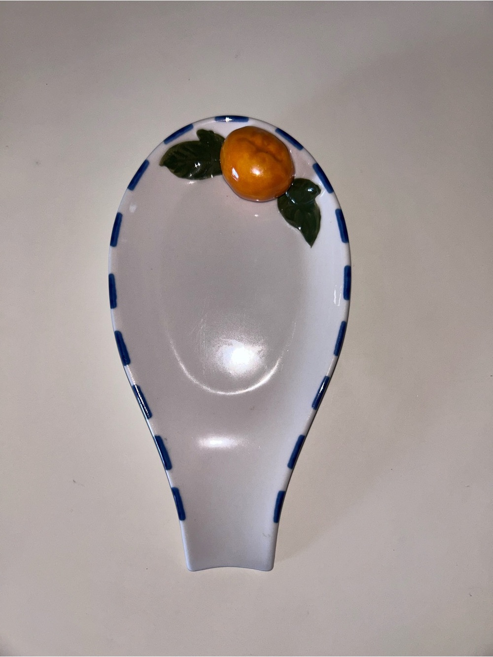 Anthropologie NEW Ceramic Hand Painted Orange Fruit Theme Spoon Rest